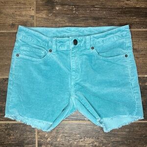 Patagonia organic cotton corduroy cut off shorts - teal color - size 25